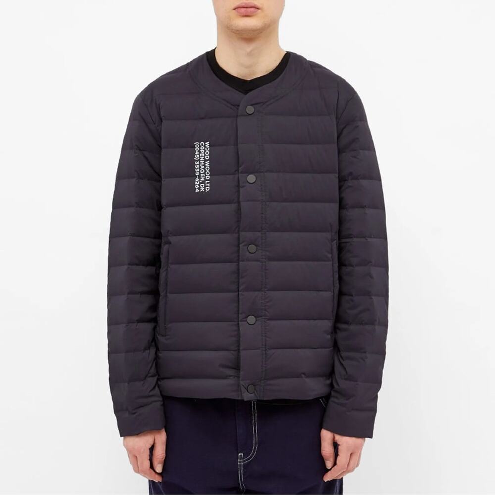 Wood Wood Keanu Light Padded Puffer Jacket in Navy Size Large NWT